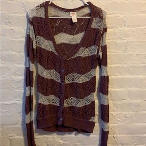 Purple & White Striped Sweater NWT